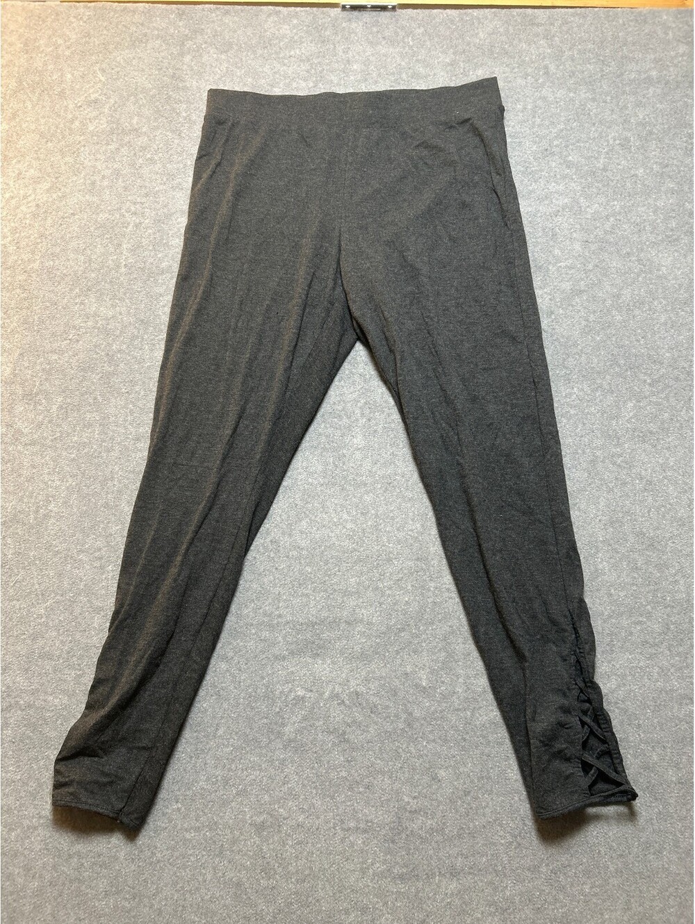 Old Navy Womens Gray Leggings XL High Rise Stretch Criss Cross Ankle Activewear
